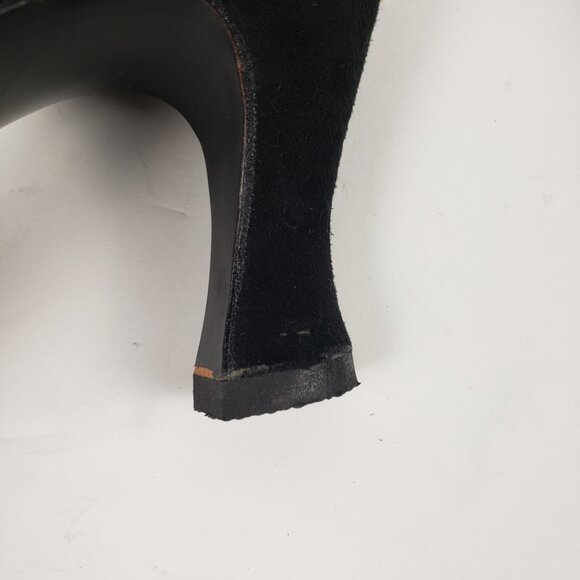 Stuart Weitzman Sz 7 Black TStrap Heels for Neiman Marcus Slits 3" Suede Shoes - Picture 14 of 16